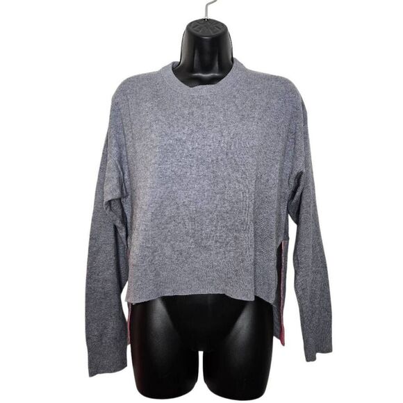 T Alexander Wang Sweater Jumper Size Small Wool Cropped Front Gray Pink - Picture 1 of 7